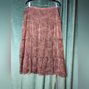 Vintage Tiered Chocolate Brown Bohemian Whimsy Paisley Skirt